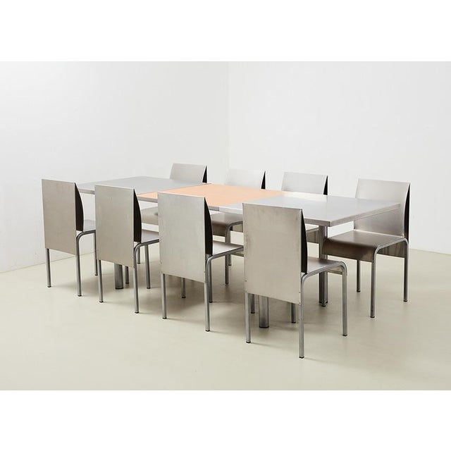 Vintage Belgian Dining Set in Aluminum and Steel, 1990s, Set of 9 For Sale - Image 16 of 16