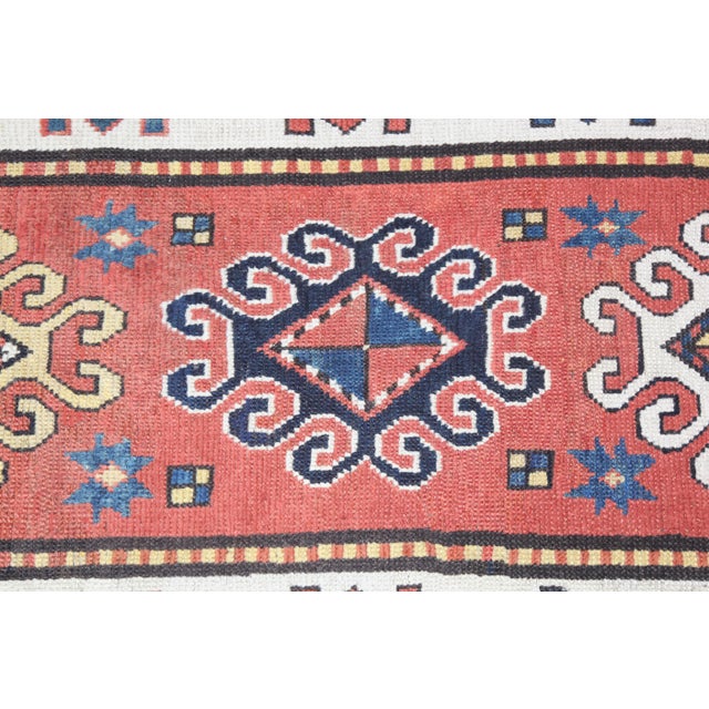 Antique Caucasian Sahsavan-Kazak Long Carpet-8' 1'' X 3' 2'' For Sale - Image 9 of 16