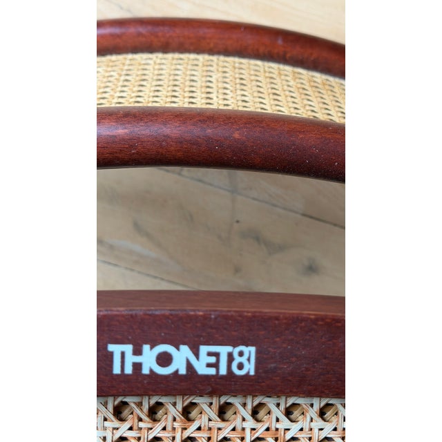 Thonet Model S32 Dining Chair with Woven Cane and Brown Wood Frame by Marcel Breuer for Thonet, 1981, Set of 4 For Sale - Image 4 of 15