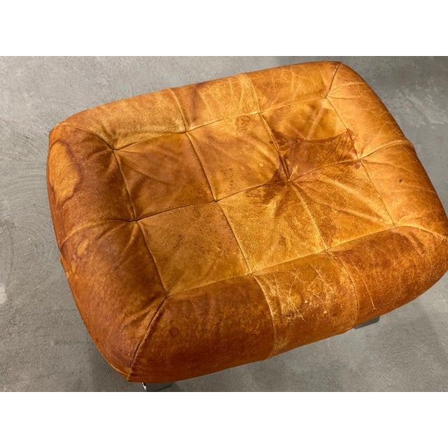 Metal Percival Lafer Leather Earth Lounge Chair and Ottoman For Sale - Image 7 of 10