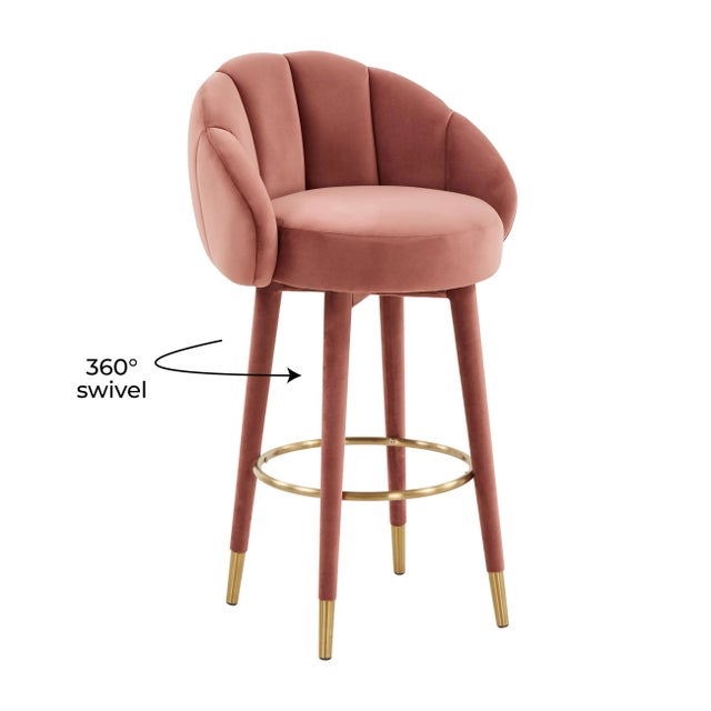 Myla Salmon Swivel Bar Stool For Sale In Los Angeles - Image 6 of 9