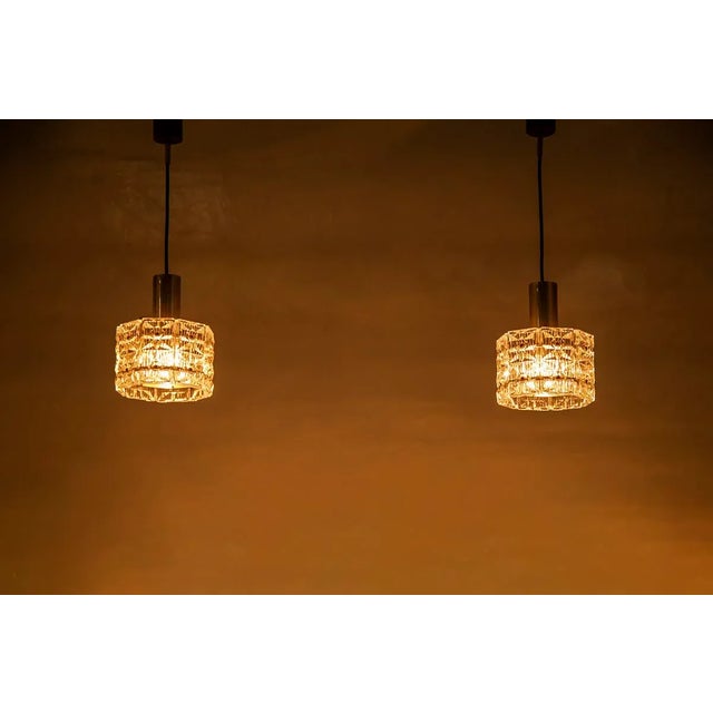 Vintage Geometric Crystal Prism Pendant Lamps from Kinkeldey, 1960s, Set of 2 For Sale - Image 9 of 11