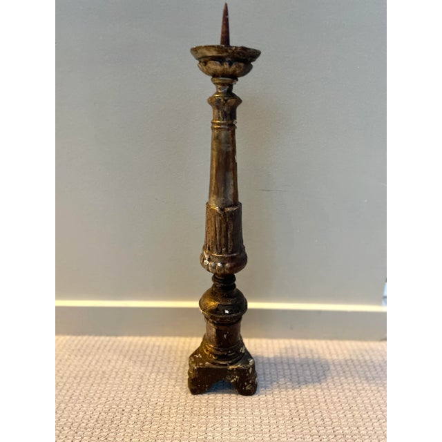 Late 18th / Early 19th Century Italian Giltwood Pricket Candlestick – 27” For Sale In Salt Lake City - Image 6 of 8