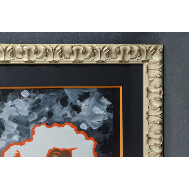 Paper Marc Dumont “Nu Orange” French Modernist Female Nude Acrylic Painting For Sale - Image 7 of 12