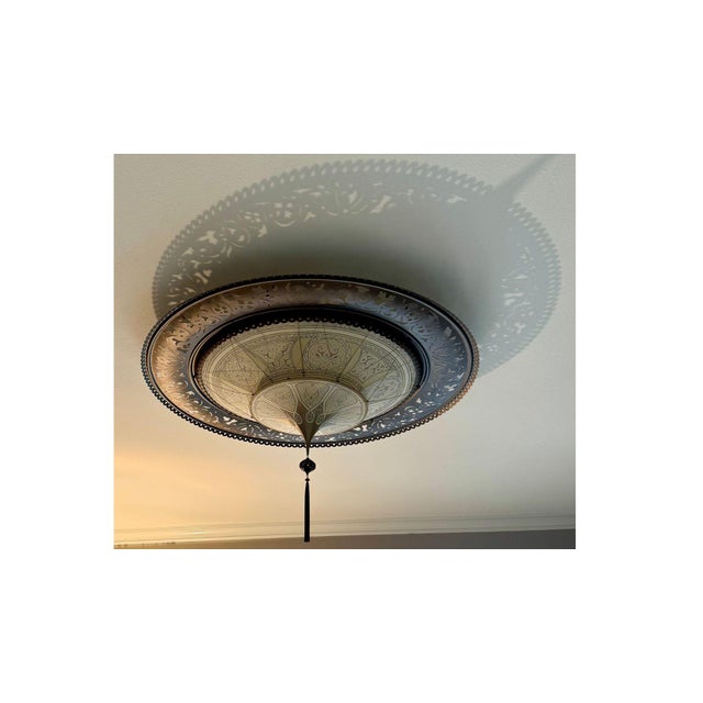 Art Nouveau Fortuny Scheherazade 2-Tier Silk Chandelier With Metal Ring - Venezia, Italy - Handcrafted Designer Lighting For Sale - Image 3 of 5