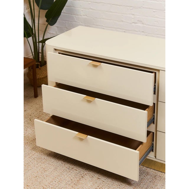 Cream Six Drawer Post Modern Dresser For Sale - Image 8 of 12