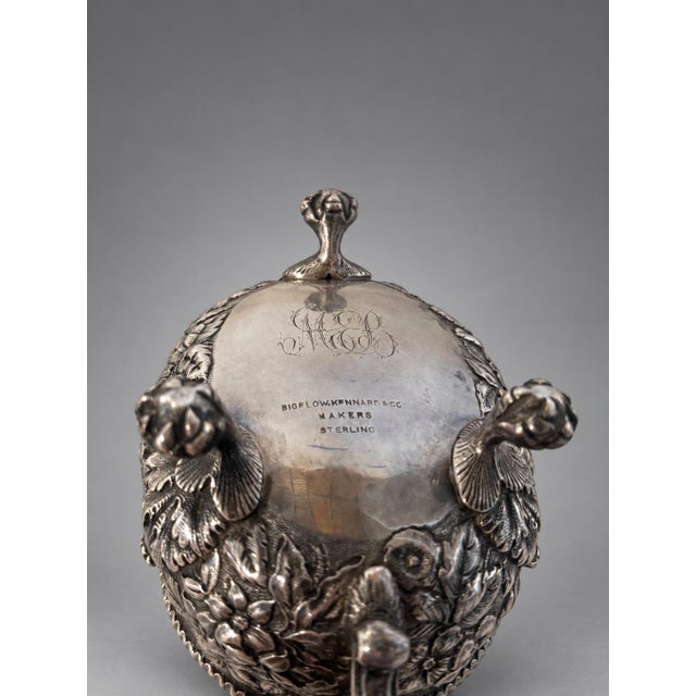 19th Century Rococo Bigelow, Kennard & Co. Sterling Silver Floral Repoussé Sauce Boat For Sale - Image 11 of 11