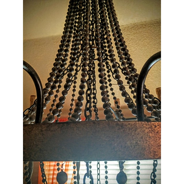 Royal Gilt Bronze Metal 12-Light Wood Beaded Candle Style Empire Chandelier For Sale - Image 4 of 6