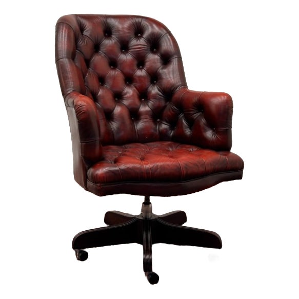 English Oxblood Chesterfield Office Chair For Sale