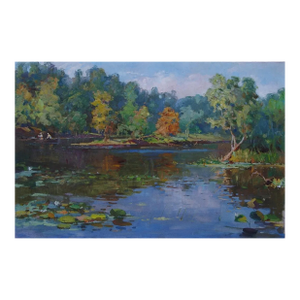 Vintage Impressionism River Oil Painting, Ukrainian Art, 1970s 79-119