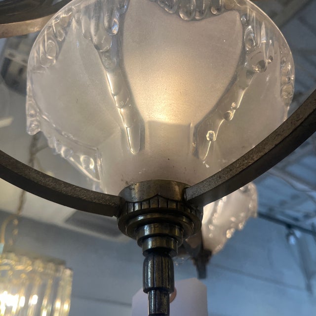 Metal Mid 20th Century French Art Deco Chandelier For Sale - Image 7 of 10
