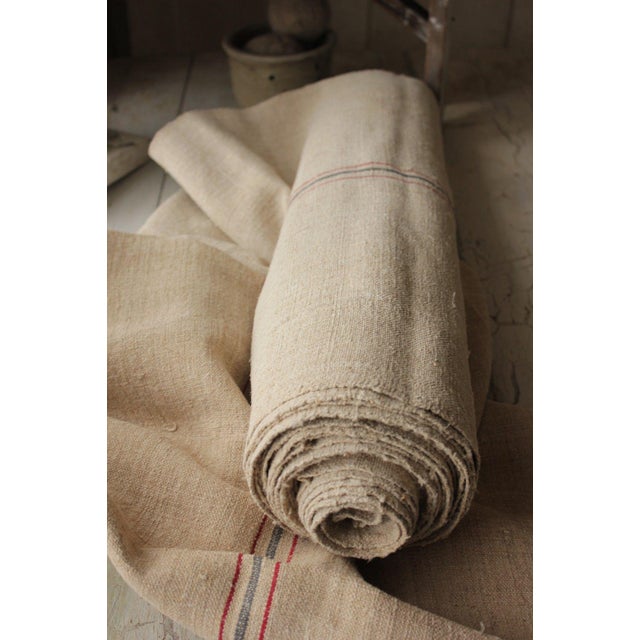 Vintage Grain Sack Linen Upholstery Fabric 9.7 Yards Chairish