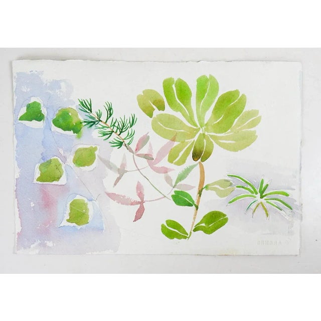 Contemporary Contemporary Leafy Botanical Watercolor Painting For Sale - Image 3 of 4