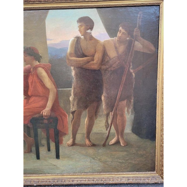 Neoclassical Scene Depicting Young Emperor with Muses, 19th Century, Large Oil on Canvas, Framed For Sale - Image 6 of 18