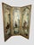 Beautiful 19th Century Rococo Style Hand Painted 3-Panel Screen. Gold leaf reed and ribbon frame. Depicting 3 figures,...