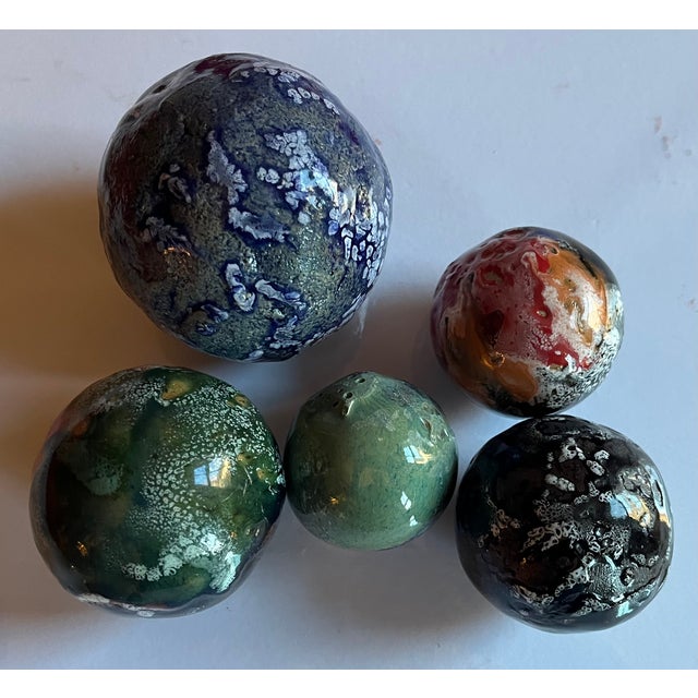 Modernist Mid-Century Sculpture of Experimental Glazed Pottery Moon Balls - Set of 5 For Sale - Image 15 of 16