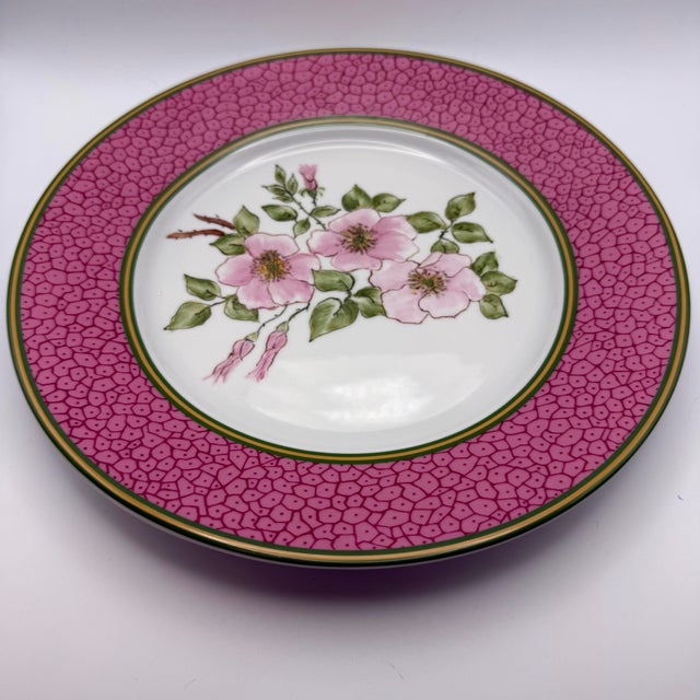 Limoges, France 1980s Impressions De Paris Limoges Antioch Red Plate Patrick Frey Floral France For Sale - Image 4 of 10