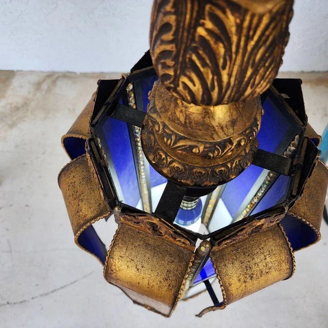 Metal Mid Century Spanish Pendant Light Chandelier For Sale - Image 7 of 12