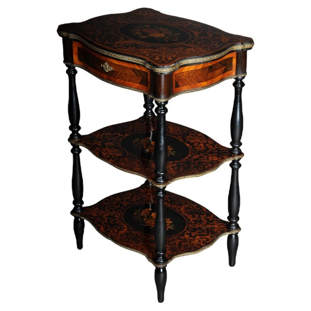 19th Century Marquetry Side Table with Jewelry Box, 1870s For Sale