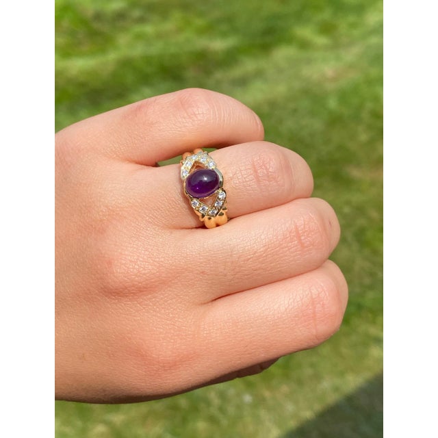 Contemporary The Bealville: Purple Sapphire and Diamond Cocktail Ring For Sale - Image 3 of 11