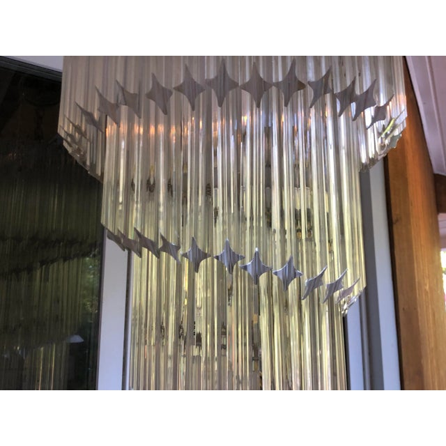 1970s Vintage Spiral Murano Italian Glass Chandelier by Quattro Venini For Sale - Image 5 of 11