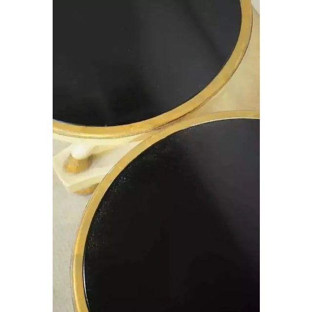 Italian Regency Maison Jansen Style Round Rams Hoof Foot Low Side Tables - Pair For Sale - Image 9 of 10