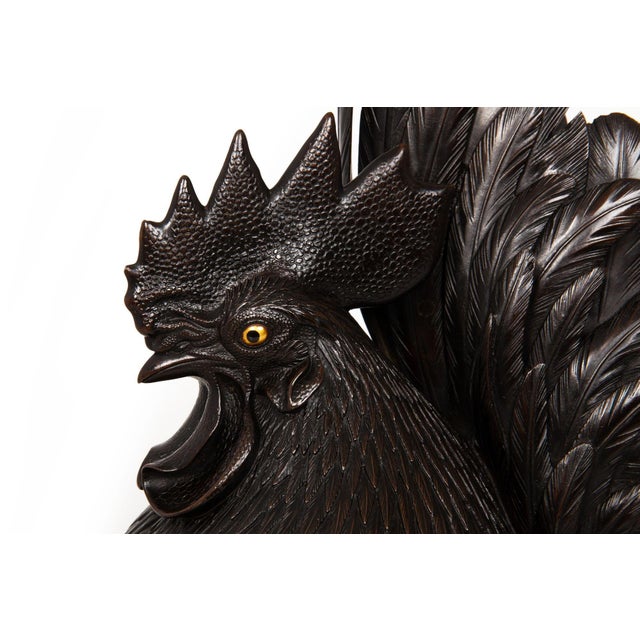 Japanese Meiji Period Pair of Bronze Sculptures Okimono of Rooster & Hen For Sale - Image 9 of 18