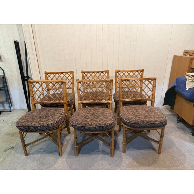 Chocolate Set of 6 Mid 19th Century Chippendale Rattan Dining Chairs For Sale - Image 8 of 10
