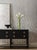 Wood Matthew Izzo Home Richmond Black Oak Four Drawer Console Table With Caned Open Shelf and Brass Drawer Pulls For Sale - Image 7 of 9