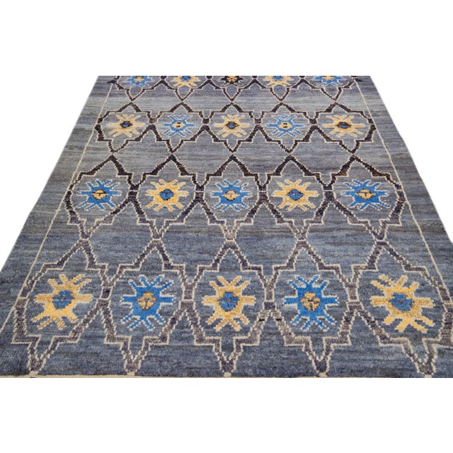Gray Handmade Moroccan Wool Rug in Gray With Geometric Design For Sale - Image 8 of 13