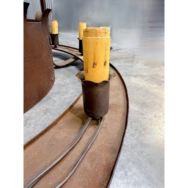 Vintage Round Iron Quatrefoil Chandelier For Sale - Image 18 of 18