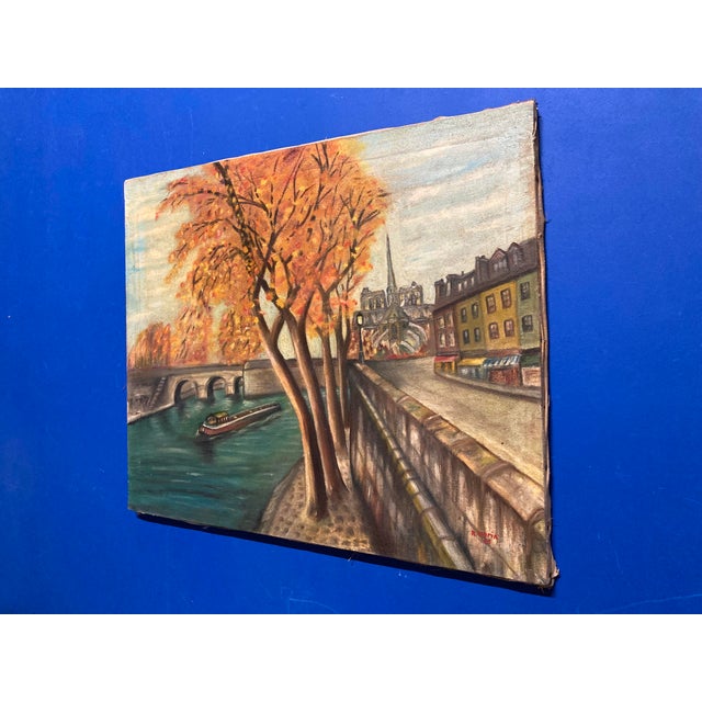 Robert Louis Morin, The Quays of Notre-Dame de Paris, 1966, Oil on Canvas For Sale - Image 9 of 14