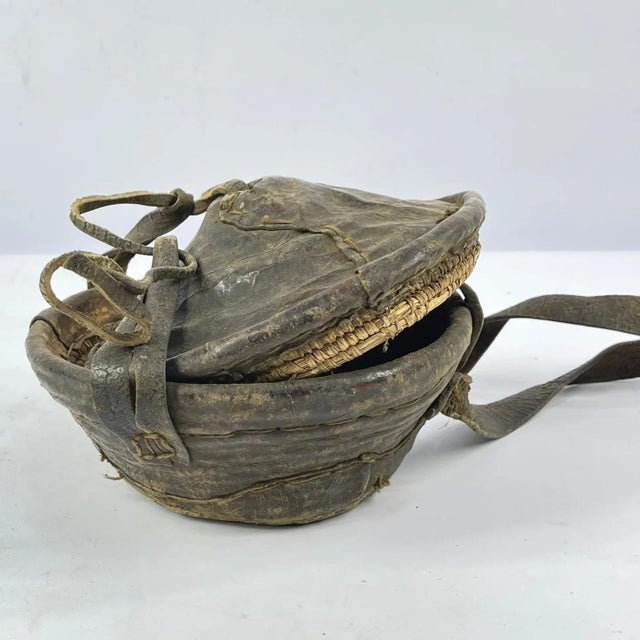 Early 20th Century Lidded Leather Wrapped Lunch Box Ethiopia For Sale - Image 4 of 7