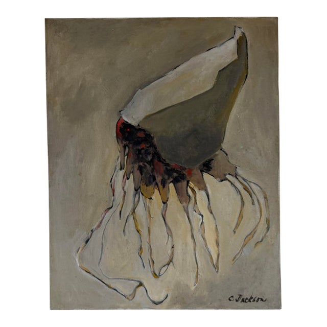 1970s C. Jackson Expressionist Abstract Oil on Canvas Painting – Signed, Unframed For Sale