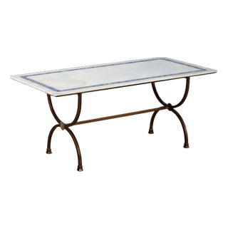 Italian Center Table in Bronze with Stone Top For Sale
