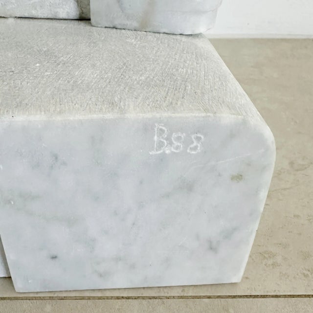 Carrera Marble Double Column Abstract Sculpture, 1980s For Sale - Image 4 of 11