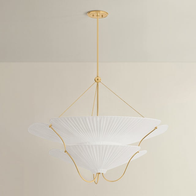Contemporary Hudson Valley Lighting Gerhard 40 in. 9 Light Chandelier in Aged Brass Finish For Sale - Image 3 of 8