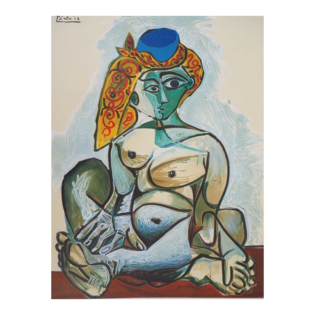 Vintage Woman with Turkish Cap Lithographic Poster after Pablo Picasso For Sale