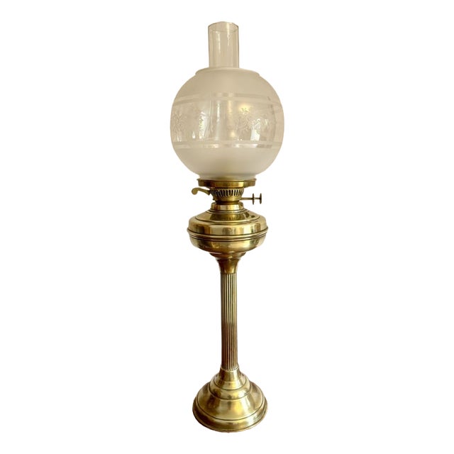 Antique Edwardian Brass Oil Lamp, 1900s, Set of 3 For Sale
