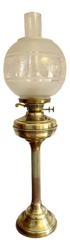 Antique Edwardian Brass Oil Lamp, 1900s, Set of 3