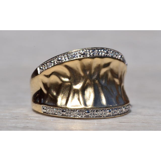Metal The Hatch: Textured Yellow Gold and Diamond Ring For Sale - Image 7 of 10