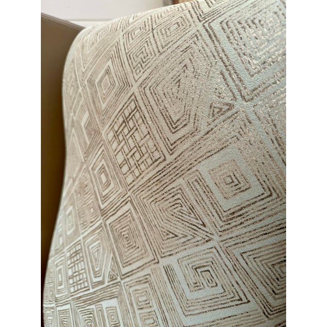 Beige Holly Hunt Darder Leather Wingback Chairs and Ottoman For Sale - Image 8 of 9