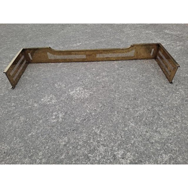Antique Regency Pierced Brass Fireplace Fender with Floral Rosettes For Sale - Image 6 of 18