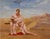 Pieta by John Tarantola | Oil on Panel Depiction of two male figures in a desert setting. For Sale