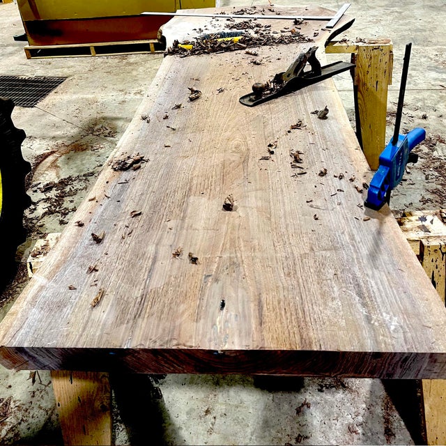 Mid-Century Modern Montana Live Edge Walnut Dining Table Handcrafted by Rancher Artisan For Sale - Image 3 of 12