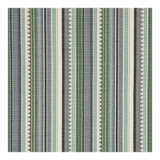 Sample - Schumacher Zuni Stripe Fabric in Aqua For Sale