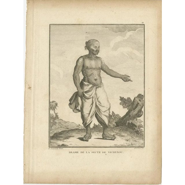 Paper Pierre Sonnerat, Vaishnavite Brahmin from India, 1806, Engraving on Paper For Sale - Image 7 of 10