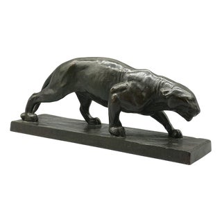 Albert Wille, Art Deco Patinated Big Cat, 1920s-1940s, Bronze For Sale