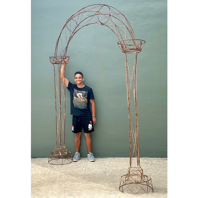 Vintage Patinated Wire Frame Garden Arch For Sale - Image 9 of 14
