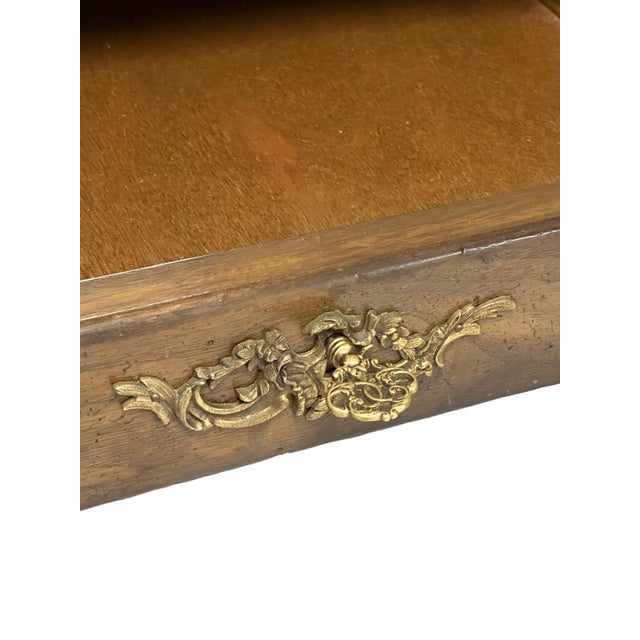 Vintage Auffray & Co French Walnut Partners Desk With Tooled Leather Top For Sale - Image 12 of 18